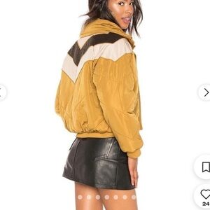 Free People Mustard and Black Puffer Jacket